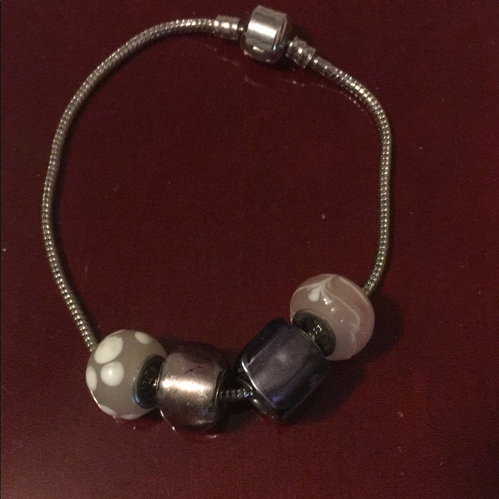 Bracelet with purple and pink charms